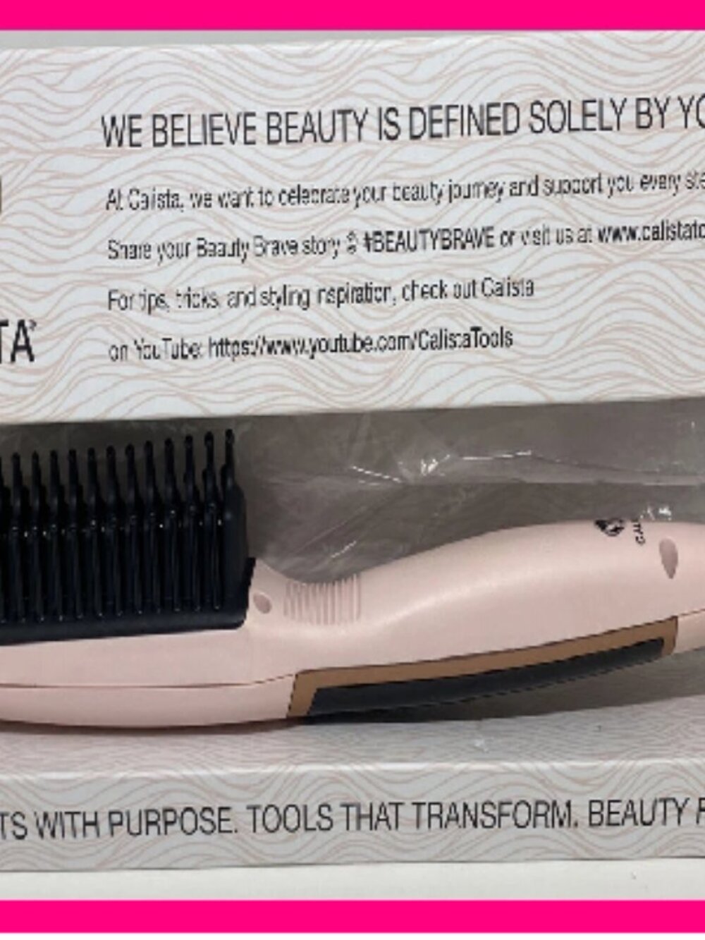 Calista TrianglPRO Heated Hair Detailer Brush Straightener Lift Volume Pink